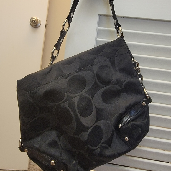 Black Satin Coach Shoulder Bag - Picture 2 of 8